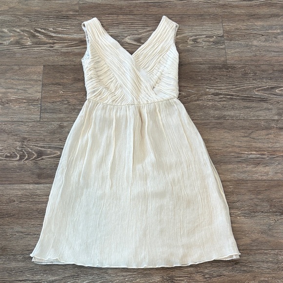 Donna Morgan 100% Silk Dress Size 2 Cream Rustic Wedding Homecoming Chiffon - Picture 1 of 13